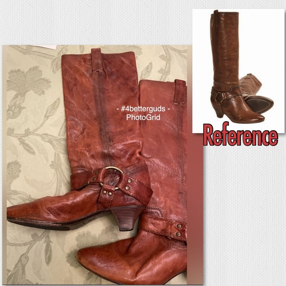 Frye Steffi Harness Crinkled Leather Moto Knee High Tall Kitten Heel Boots 6.5 - Picture 5 of 16
